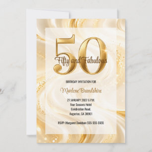 Convite Ouro 50 e Aniversário Fabuloso