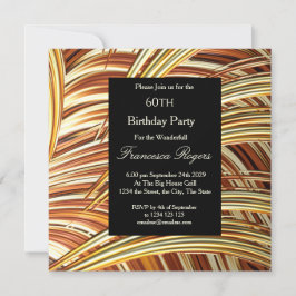 Convite Ouro 60ª Festa de aniversário moderna preto
