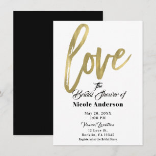 Convite Ouro AMOR Moderno Script Casamento com Pincel