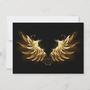 Convite Ouro Angel Wings sobre fundo preto