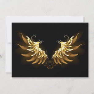 Convite Ouro Angel Wings sobre fundo preto