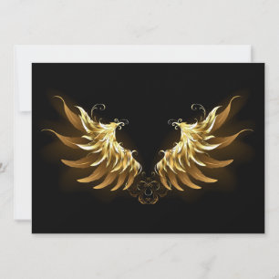 Convite Ouro Angel Wings sobre fundo preto