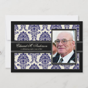 Convite Ouro Anos De Festa de aniversário De Damask (mari