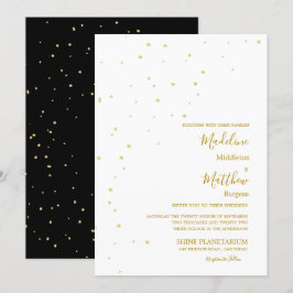Convite Ouro Astral Manchas Preto Noite De Casamento