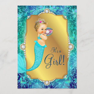 Convite Ouro azul da cerceta sob o chá de fraldas do mar