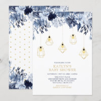Ouro & Azul | Luzes Boho chique Baby Shower