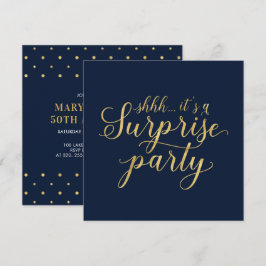 Convite Ouro & Azul Marinho | 50º Aniversário de Casamento