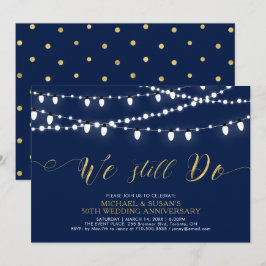 Convite Ouro & Azul-Marinho | Moderno 50º Aniversário de C