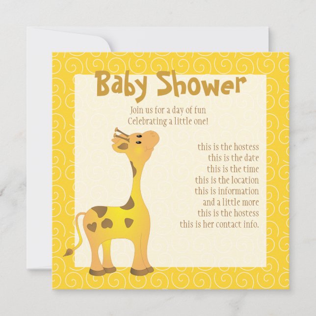 Convite Ouro Baby Giraffe (Frente)