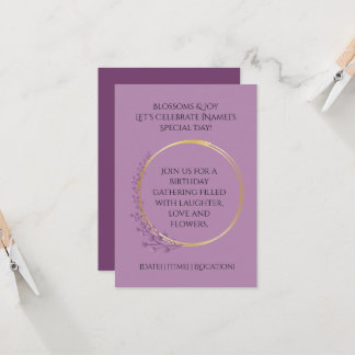 Convite Ouro Bloom Festa de aniversário