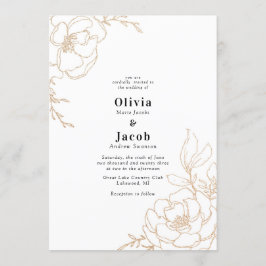 Convite Ouro Blossoms Floral Wedding Design