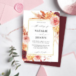 Convite Ouro Borgonha e Casamento Floral Rosa Esbranquiçad<br><div class="desc">Mande um belo convite de casamento para seus convidados com seu belo Ouro Burgundy e Blush Pink Floral - Convite de Casamento Rosa.</div>