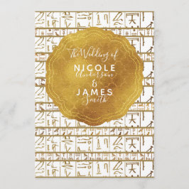 Convite Ouro Branco Egípcio Egito Glam Moderno Casamento C