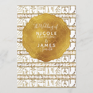 Convite Ouro Branco Egípcio Egito Glam Moderno Casamento C