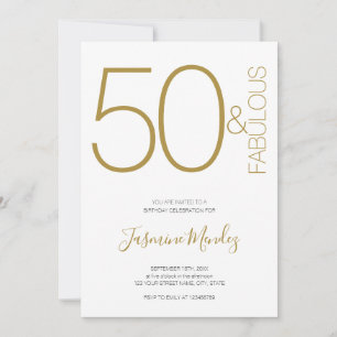 Convite Ouro & Branco Elegante Frango 50 & Incrível Aniver