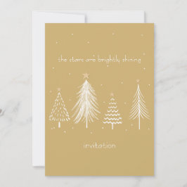 Convite Ouro, Branco, Estrelas de Árvore de Natal Elegante