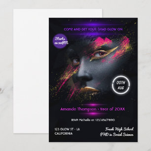Convite Ouro brilhando na Festa de formatura do neon escur