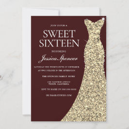 Convite Ouro Burgundy Vestido 16 Docinho