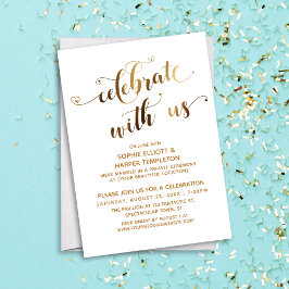 Convite Ouro Celebre Conosco Celebração Pós-Casamento