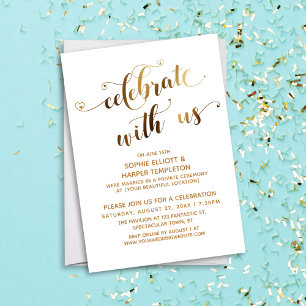 Convite Ouro Celebre Conosco Celebração Pós-Casamento