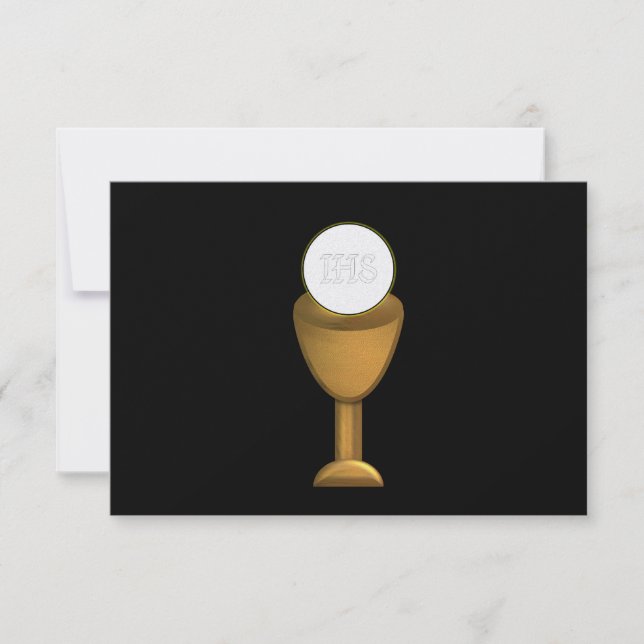 Convite Ouro Chalice e Anfitrião - Santa Comunhão (Frente)