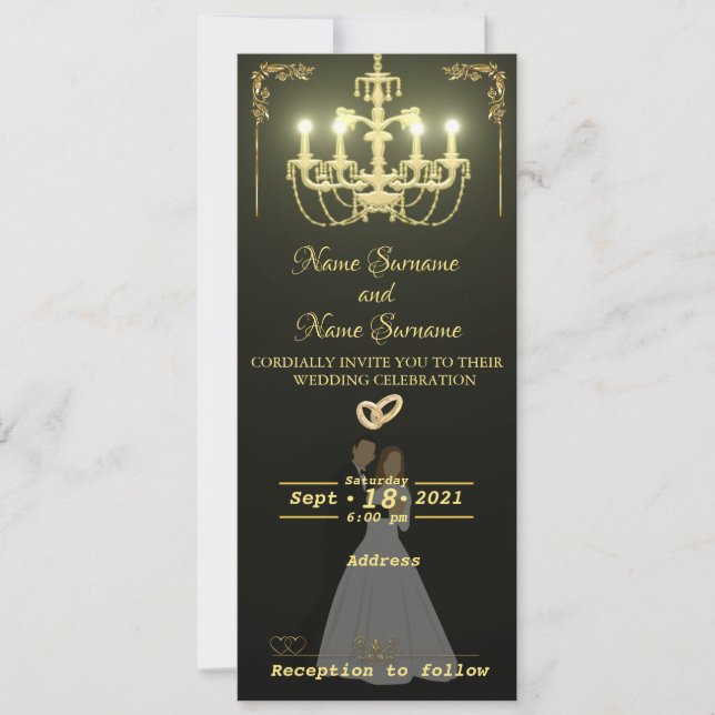 Convite Ouro chandelier (Frente)