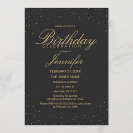 Convite Ouro chique moderno salpicado na festa de