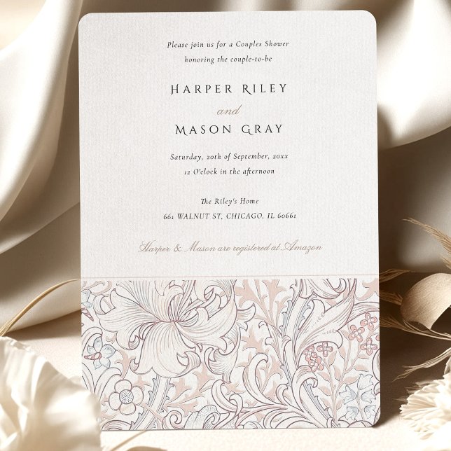 Convite Ouro clássico do Chá casal Lily Elegante Pastel (Criador carregado)