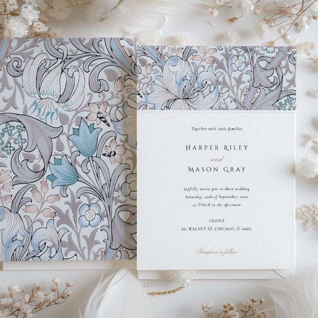 Convite Ouro Clássico Lily Elegante Casamento Pastel Morri (Criador carregado)