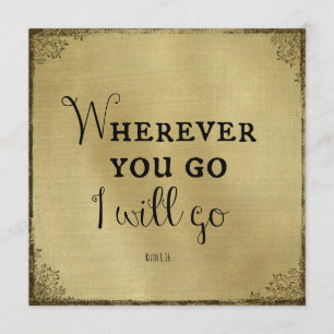 Convite Ouro com verso da bíblia onde quer que você vai