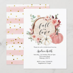 Convite Ouro cor-de-rosa queda no chá de panela de abóbo