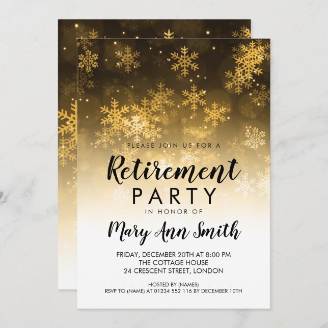 Convite Ouro da faísca do feriado do partido de (Frente/Verso)