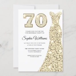Convite Ouro de 70 de Vestidos de Festa de aniversário