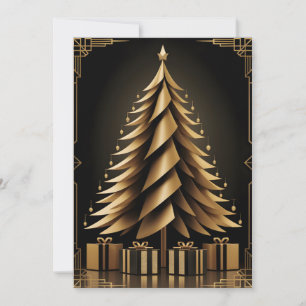 Convite Ouro de Árvore de Natal do Deco