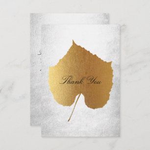 Convite Ouro De Casamento Folha Silver Obrigado