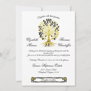 Convite Ouro de Casamento Sofisticado do Eterno de Vida