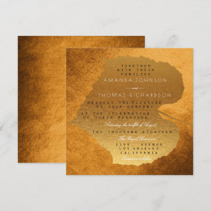 Convite Ouro de Cobre de outono de Glam Deixa Folha