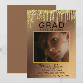 Convite Ouro de graduação Elegante Classy glitter 1 Fotos