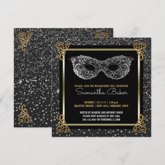 Convite Ouro de prata do doce 16 da bola de mascarada do