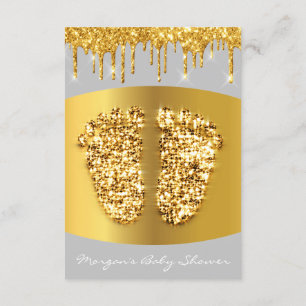 Convite Ouro Dica Cinza De Chá de fraldas Real De Pés De