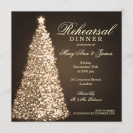 Convite Ouro do jantar de ensaio do casamento do Natal