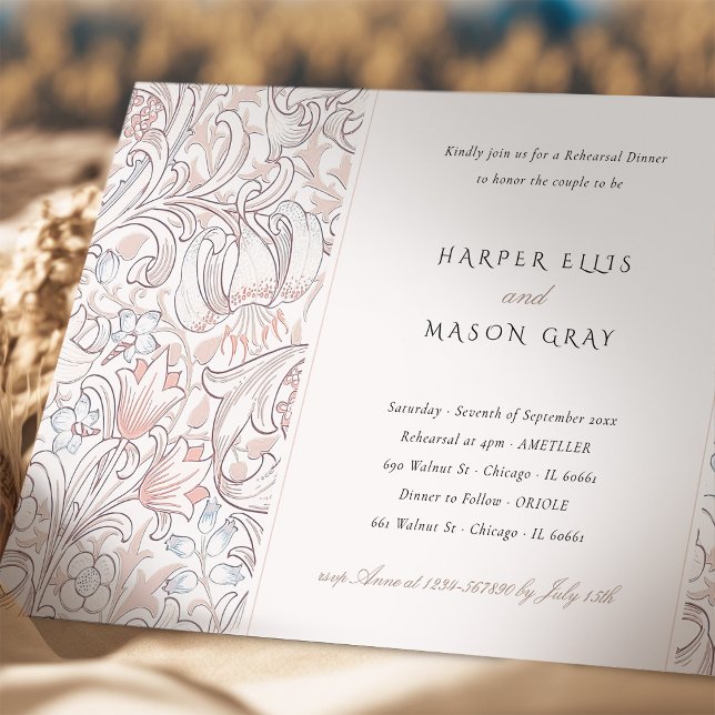 Convite Ouro do Janto de ensaio Lily Elegant Morris (Criador carregado)