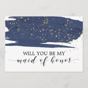 Convite Ouro do marinho da aguarela você será minha