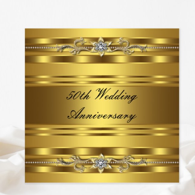 Convite Ouro Dourado Elegante 50º Aniversário de Casamento (Elegant any occasion gold invitation. Simply add your event details.)
