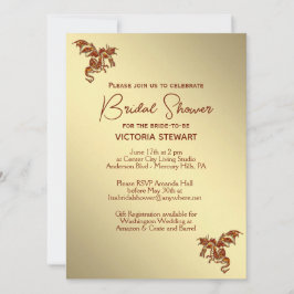 Convite Ouro Dragon Fantasy Chá de panela