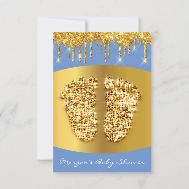 Convite Ouro Drives Chá de fraldas Real Blue Feet Boy (Verso)