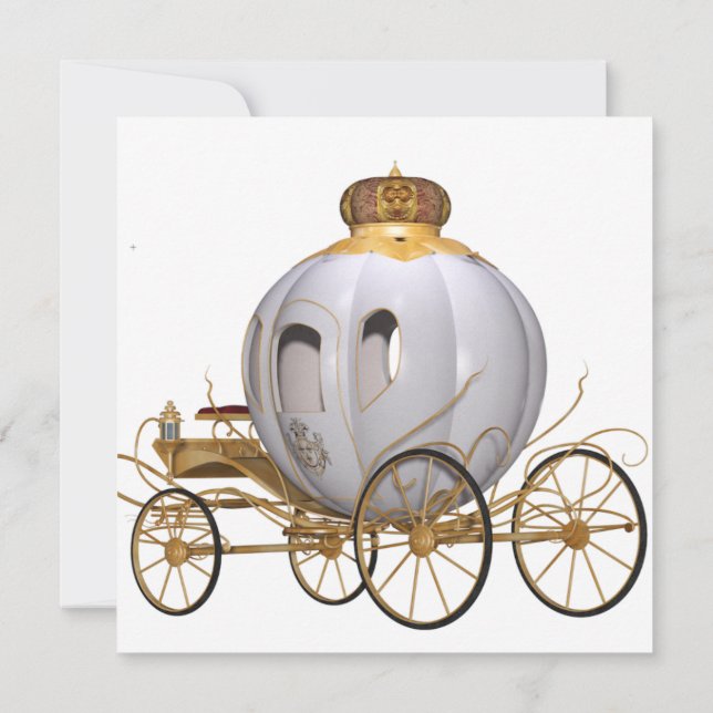 Convite Ouro e branco da princesa do conto de fadas de (Verso)