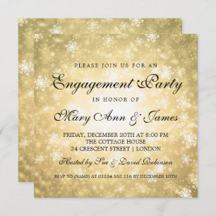 Convite Ouro elegante da festa de noivado do país das