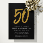 Convite Ouro esmaecido de 50.a festa de aniversário preto<br><div class="desc">Comemore um aniversário de um marco com este 50º convite de aniversário com um grande 50 em um falso efeito de brilho dourado. Este convite de aniversário de Lea Delaveris faz parte de uma coleção de 50º convites de festas de aniversários, suprimentos partidários e decoração. Ele também está disponível como...</div>