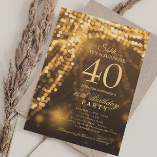 Convite Ouro Festa de Aniversário de 40 anos Surpresa El
